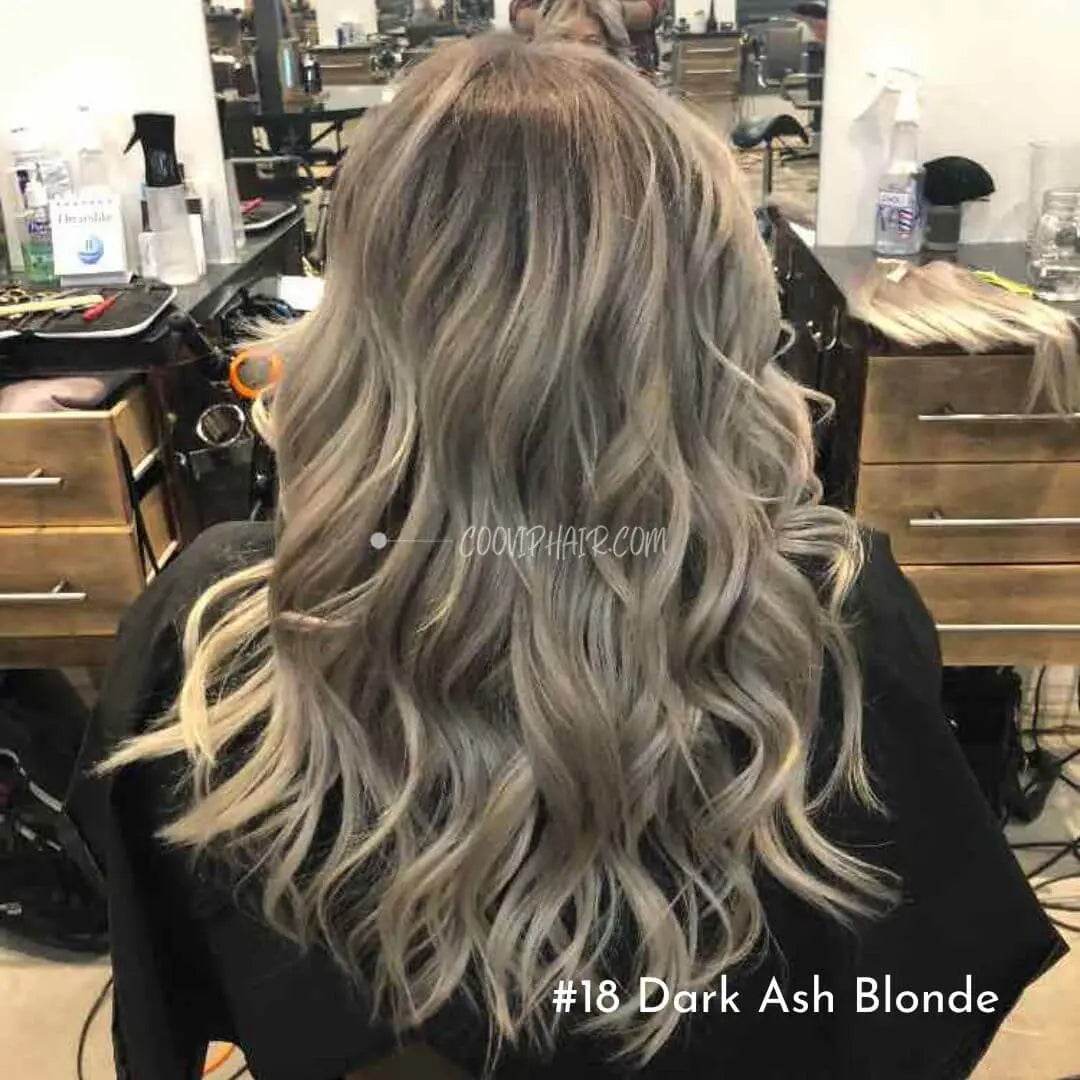 Flat Weft Extensions Double Drawn #18 Dark Ash Blonde Hair 50g - Cooviphair