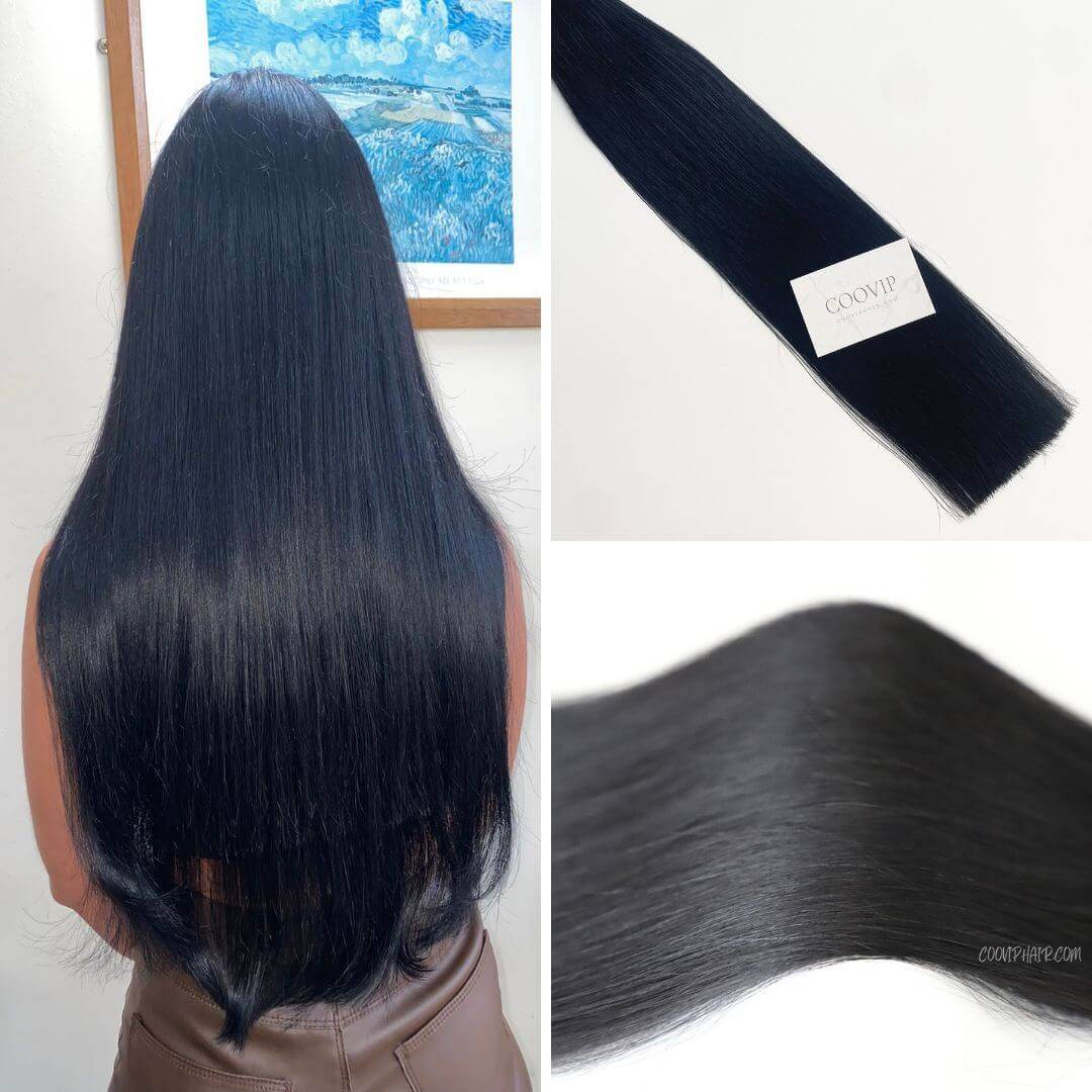 Invisible Tape in Extensions Double Drawn #1 Jet Black Hair 100g - Cooviphair