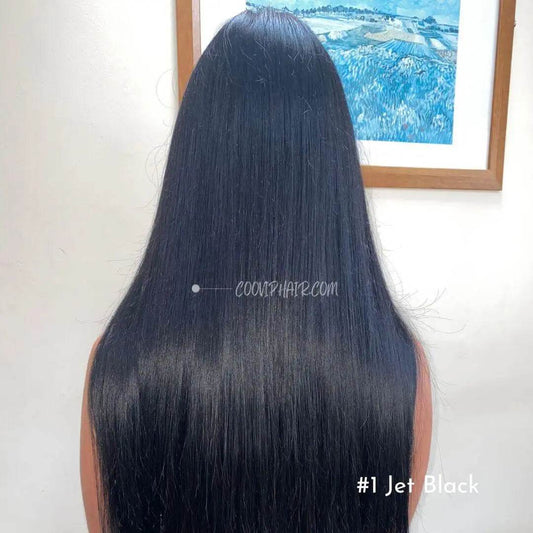 Flat Weft Extensions Double Drawn #1 Jet Black Hair 50g - Cooviphair