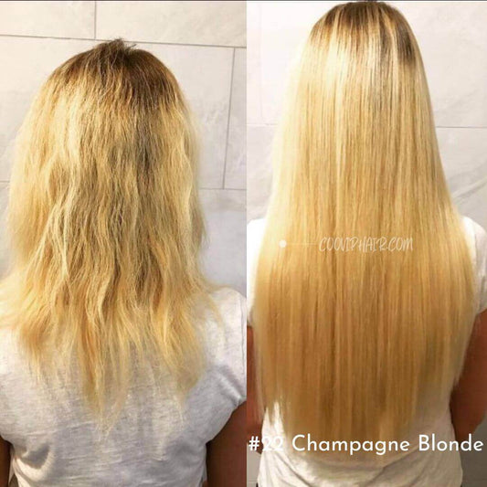 K Tip Extensions Double Drawn Flat Tip #22 Champagne Blonde Hair 50g - Cooviphair