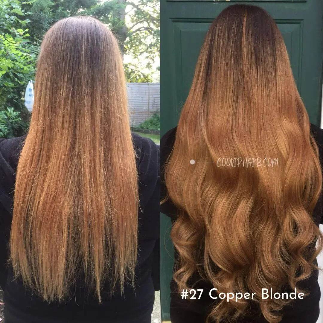 Flat Weft Extensions Double Drawn #27 Copper Blonde Hair 50g - Cooviphair