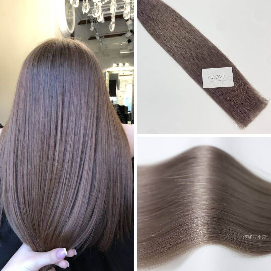 Nano Bead Hair Extensions Double Drawn #8.1 Natural Ash Blonde Hair 50g - Cooviphair