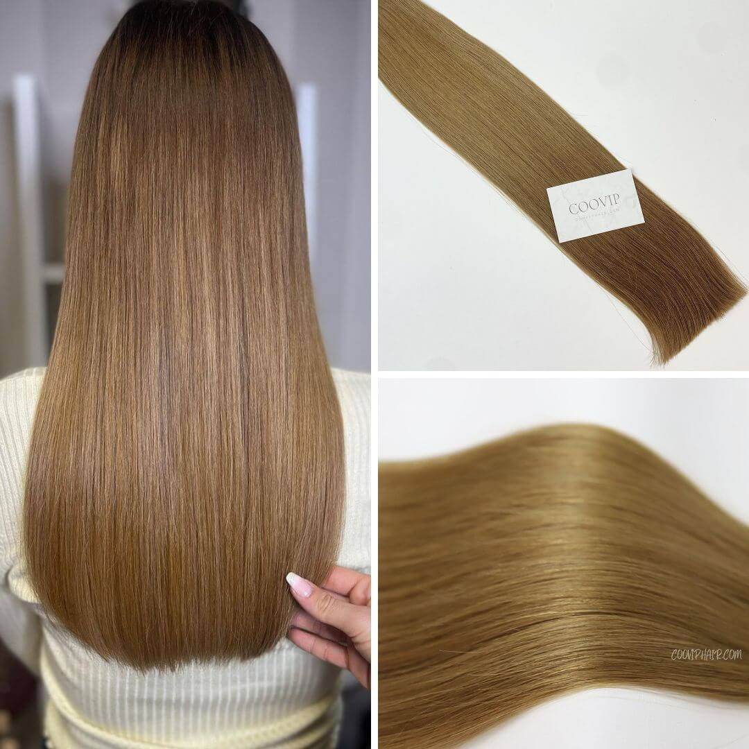 Invisible Tape in Extensions Double Drawn #8 Light Chestnut Brown Hair 100g - Cooviphair