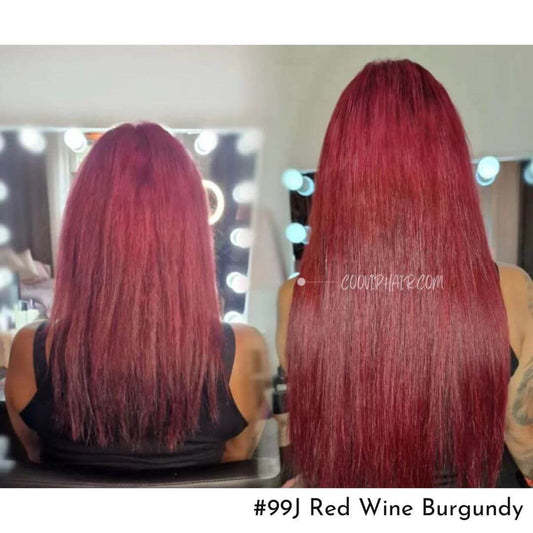 Tape in Extensions Double Drawn #99J Red Wine Burgundy Hair 50g - Cooviphair