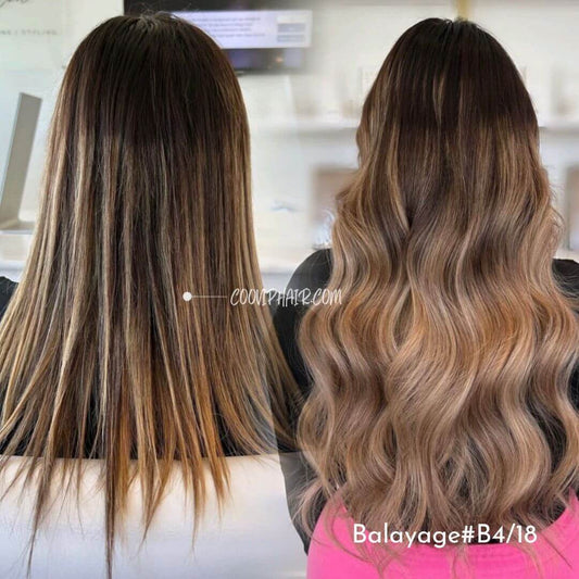 I Tip Extensions Double Drawn Balayage Hair #B4/18 50g - Cooviphair