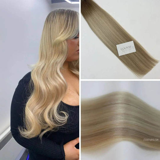 Flat Weft Extensions Double Drawn Balayage Hair #B6/18/60 50g - Cooviphair