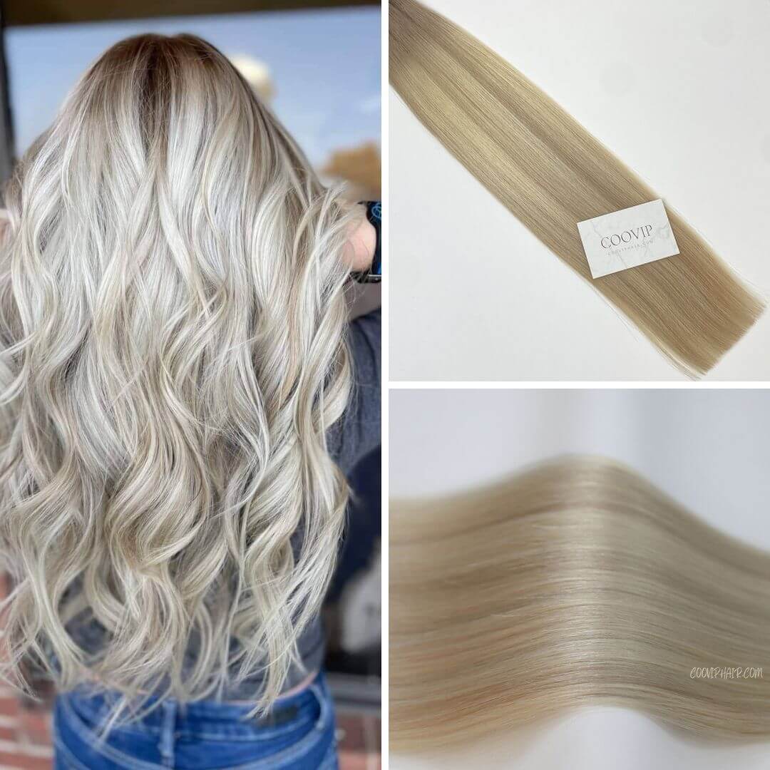 Invisible Tape in Extensions Double Drawn Balayage Hair #B9.1/60A 100g - Cooviphair