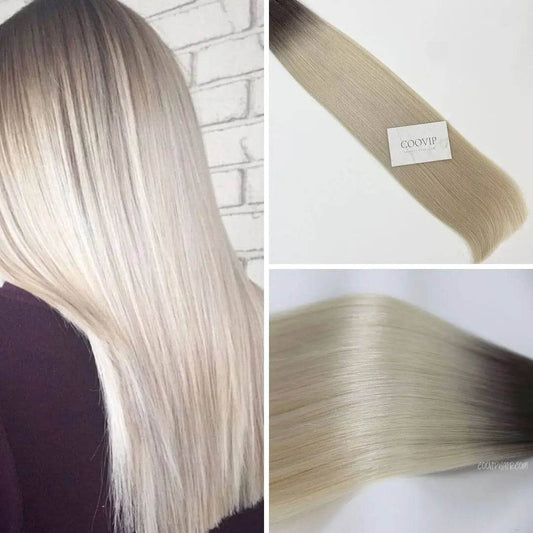 Flat Weft Extensions Double Drawn Ombre Hair #T8.1/60A 50g - Cooviphair