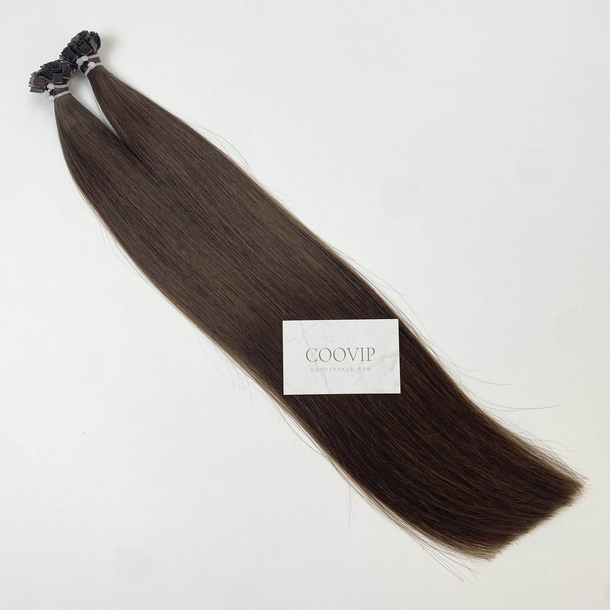 K Tip Extensions Double Drawn Flat Tip #4 Chocolate Brown Hair 50g - Cooviphair
