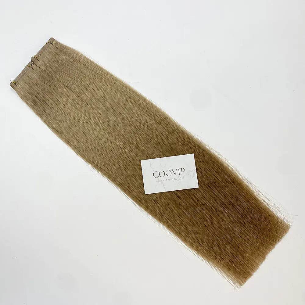 Flat Weft Extensions Double Drawn #18 Dark Ash Blonde Hair 50g - Cooviphair