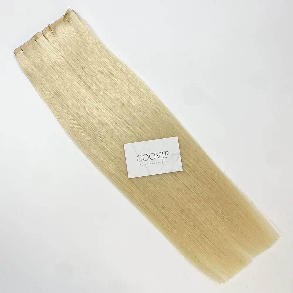 Flat Weft Extensions Double Drawn #613 Bleach Blonde Hair 50g - Cooviphair