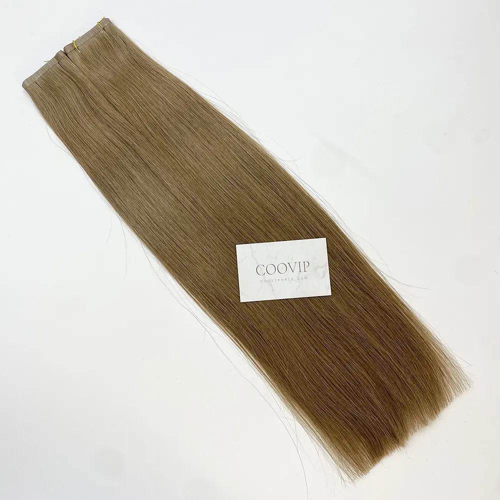 Flat Weft Extensions Double Drawn #6 Medium Chestnut Brown Hair 50g - Cooviphair