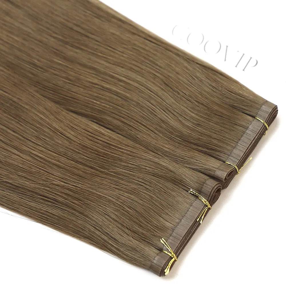 Flat Weft Extensions Double Drawn #6 Medium Chestnut Brown Hair 50g - Cooviphair