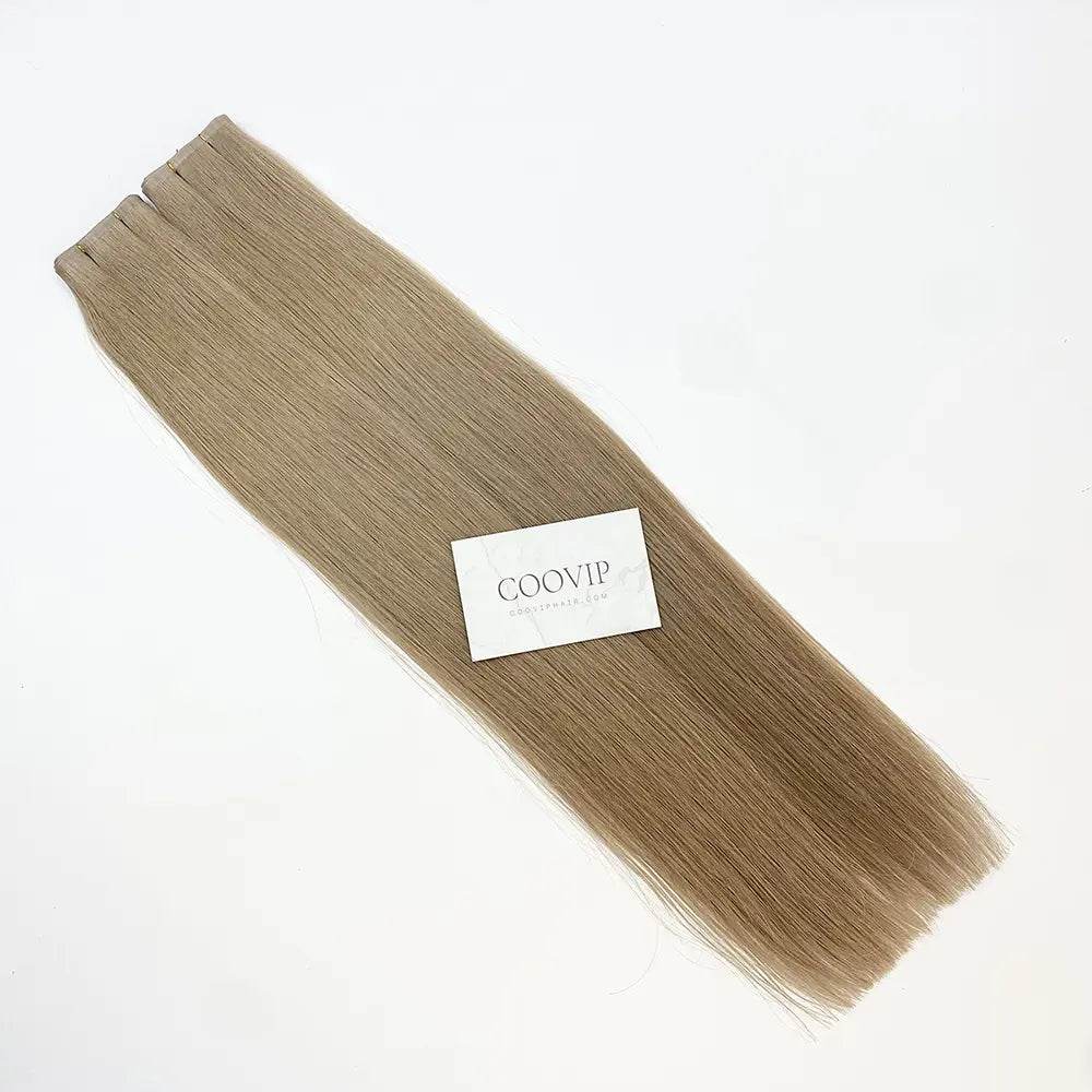 Flat Weft Extensions Double Drawn #9.1 Ash Light Blonde Hair 50g - Cooviphair