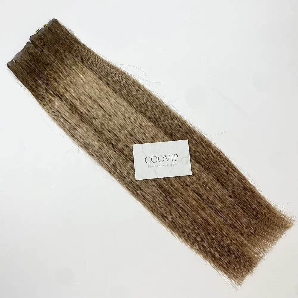 Flat Weft Extensions Double Drawn Balayage Hair #B4/18 50g - Cooviphair