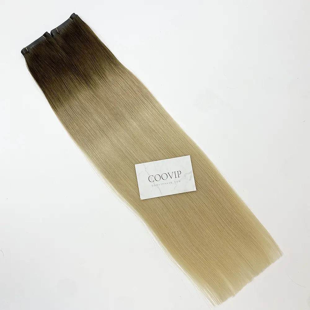 Flat Weft Extensions Double Drawn Ombre Hair #T4/18/60 50g - Cooviphair