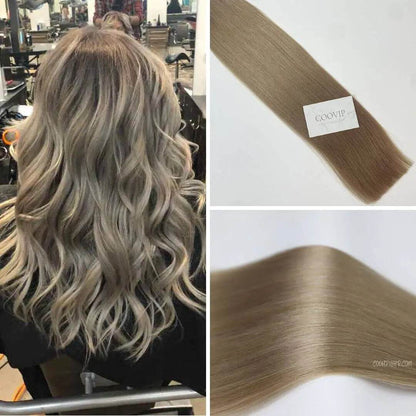 Flat Weft Extensions Double Drawn #18 Dark Ash Blonde Hair 50g - Cooviphair
