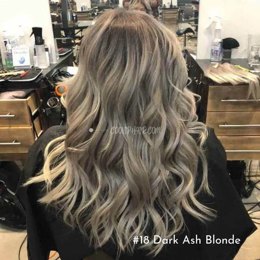 Flat Weft Extensions Double Drawn #18 Dark Ash Blonde Hair 50g - Cooviphair