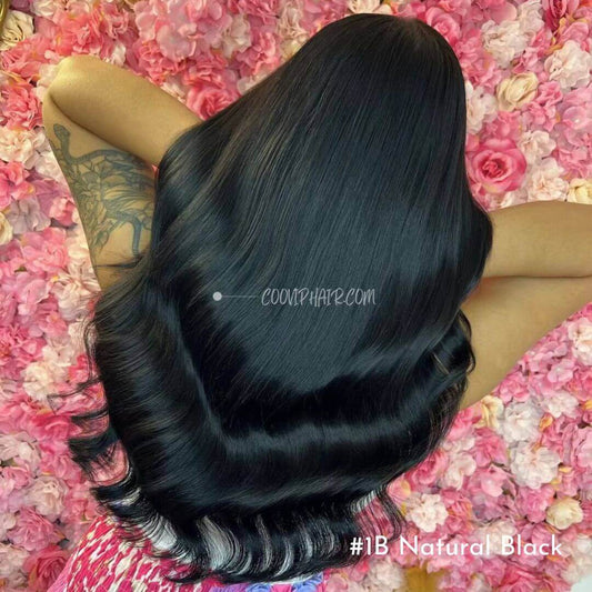 Nano Bead Hair Extensions Double Drawn #1B Natural Black Hair 50g - Cooviphair