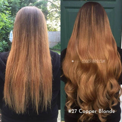 Flat Weft Extensions Double Drawn #27 Copper Blonde Hair 50g - Cooviphair