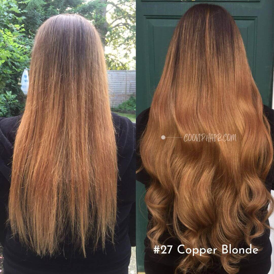 K Tip Extensions Double Drawn Flat Tip #27 Copper Blonde Hair 50g - Cooviphair