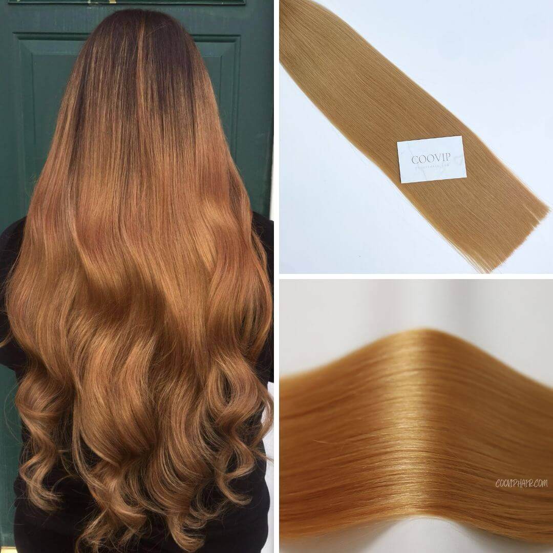 Machine Weft Extensions Double Drawn #27 Copper Blonde Hair 50g - Cooviphair