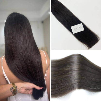 Machine Weft Extensions Double Drawn #2 Dark Chocolate Brown Hair 50g - Cooviphair