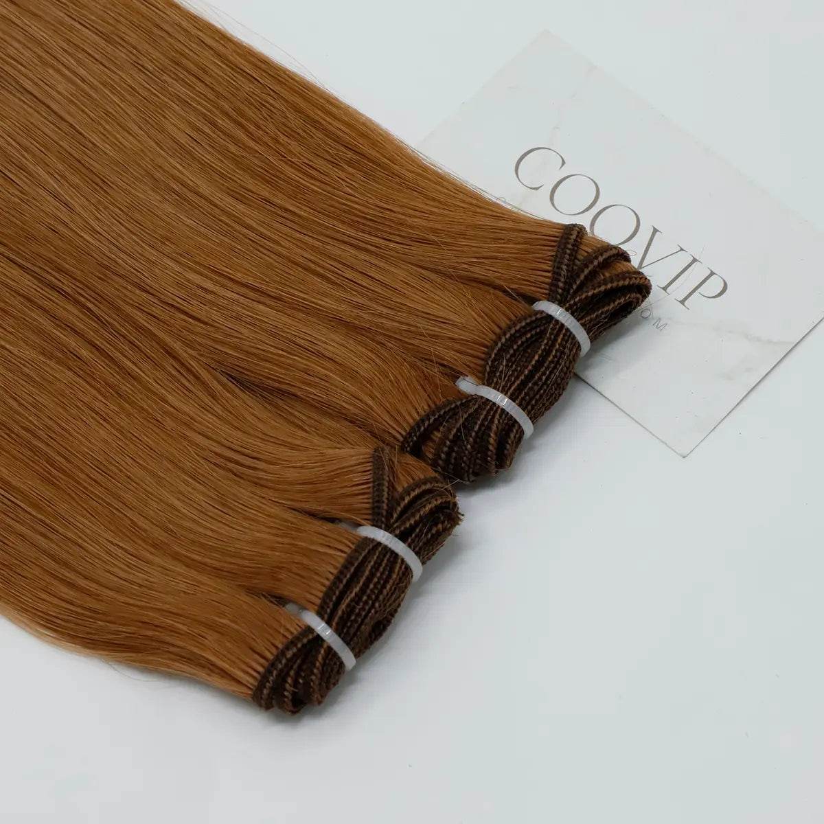 Machine Weft Extensions Double Drawn #33 Dark Auburn Hair 50g - Cooviphair