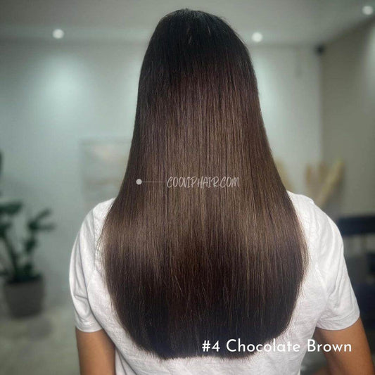 Machine Weft Extensions Double Drawn #4 Chocolate Brown Hair 50g - Cooviphair