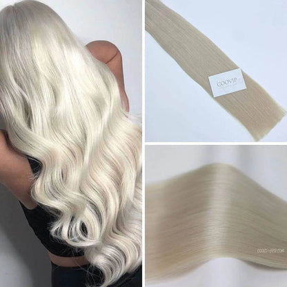 Flat Weft Extensions Double Drawn #60A Light Platinum Blonde Hair 50g - Cooviphair