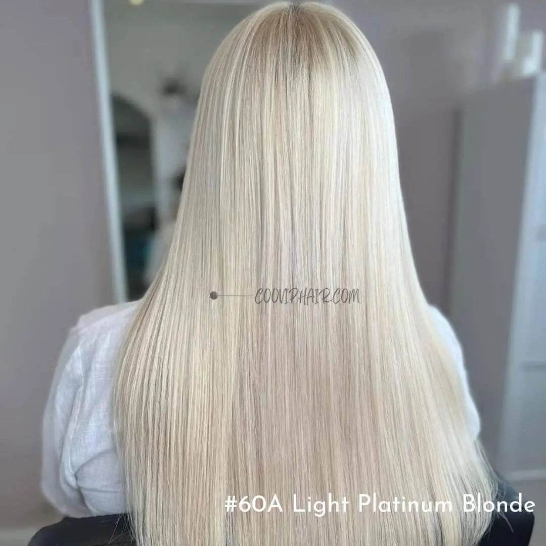 Flat Weft Extensions Double Drawn #60A Light Platinum Blonde Hair 50g - Cooviphair