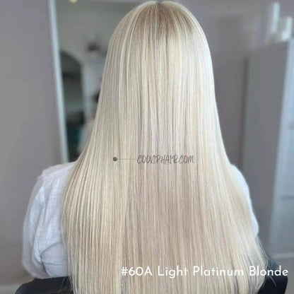 Flat Weft Extensions Double Drawn #60A Light Platinum Blonde Hair 50g - Cooviphair