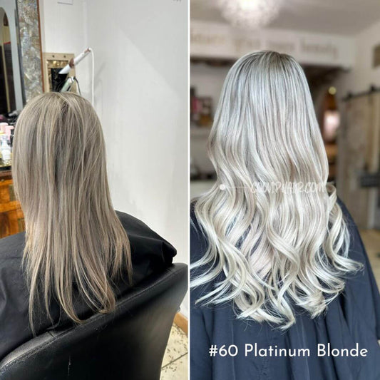 Invisible Tape in Extensions Double Drawn #60 Platinum Blonde Hair 100g - Cooviphair