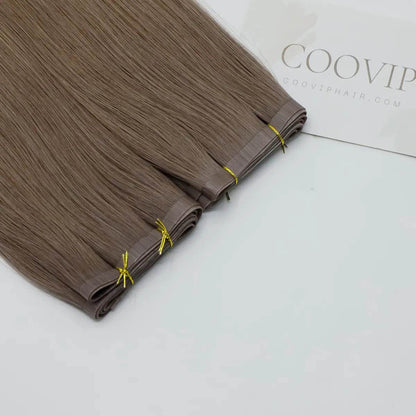Flat Weft Extensions Double Drawn #8.1 Natural Ash Blonde Hair 50g - Cooviphair