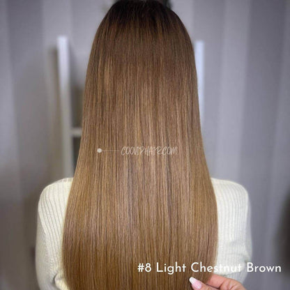 Nano Bead Hair Extensions Double Drawn #8 Light Chestnut Brown Hair 50g - Cooviphair