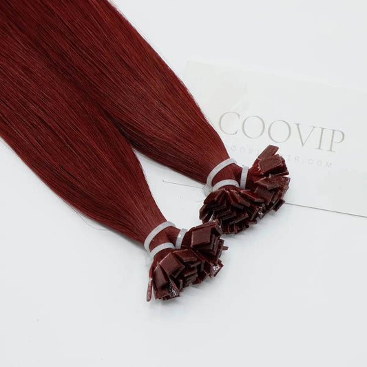 K Tip Extensions Double Drawn Flat Tip #99J Red Wine Burgundy Hair 50g - Cooviphair