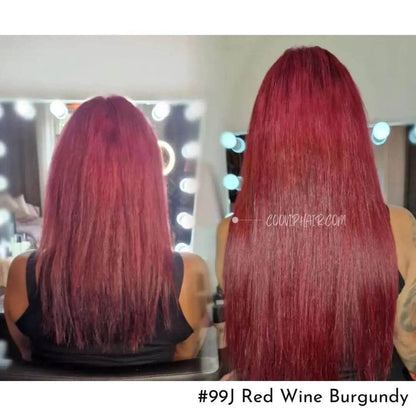 K Tip Extensions Double Drawn Flat Tip #99J Red Wine Burgundy Hair 50g - Cooviphair