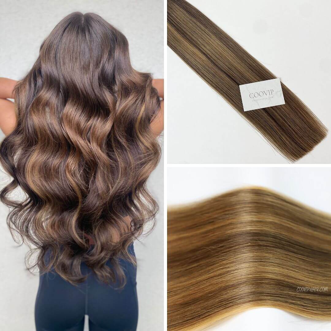 Tape in Extensions Double Drawn Balayage Hair #B2/4/27 50g - Cooviphair