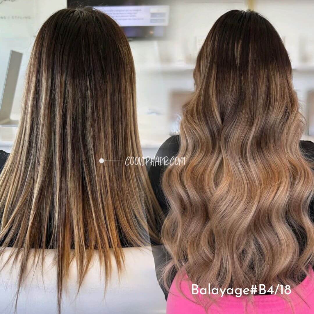 Nano Bead Hair Extensions Double Drawn Balayage Hair #B4/18 50g - Cooviphair