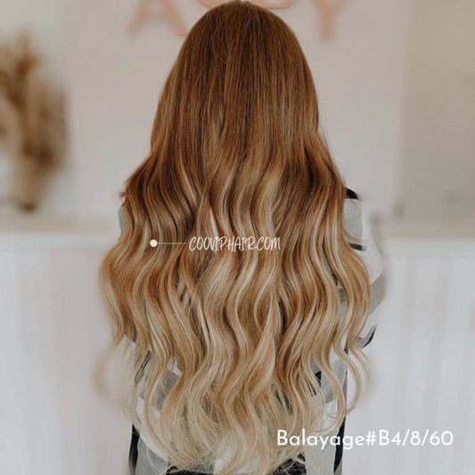Machine Weft Extensions Double Drawn Balayage Hair #B4/8/60 50g - Cooviphair