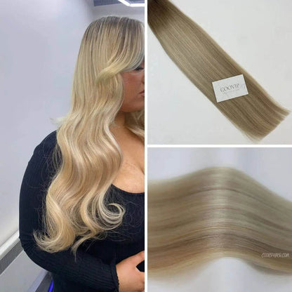 Flat Weft Extensions Double Drawn Balayage Hair #B6/18/60 50g - Cooviphair