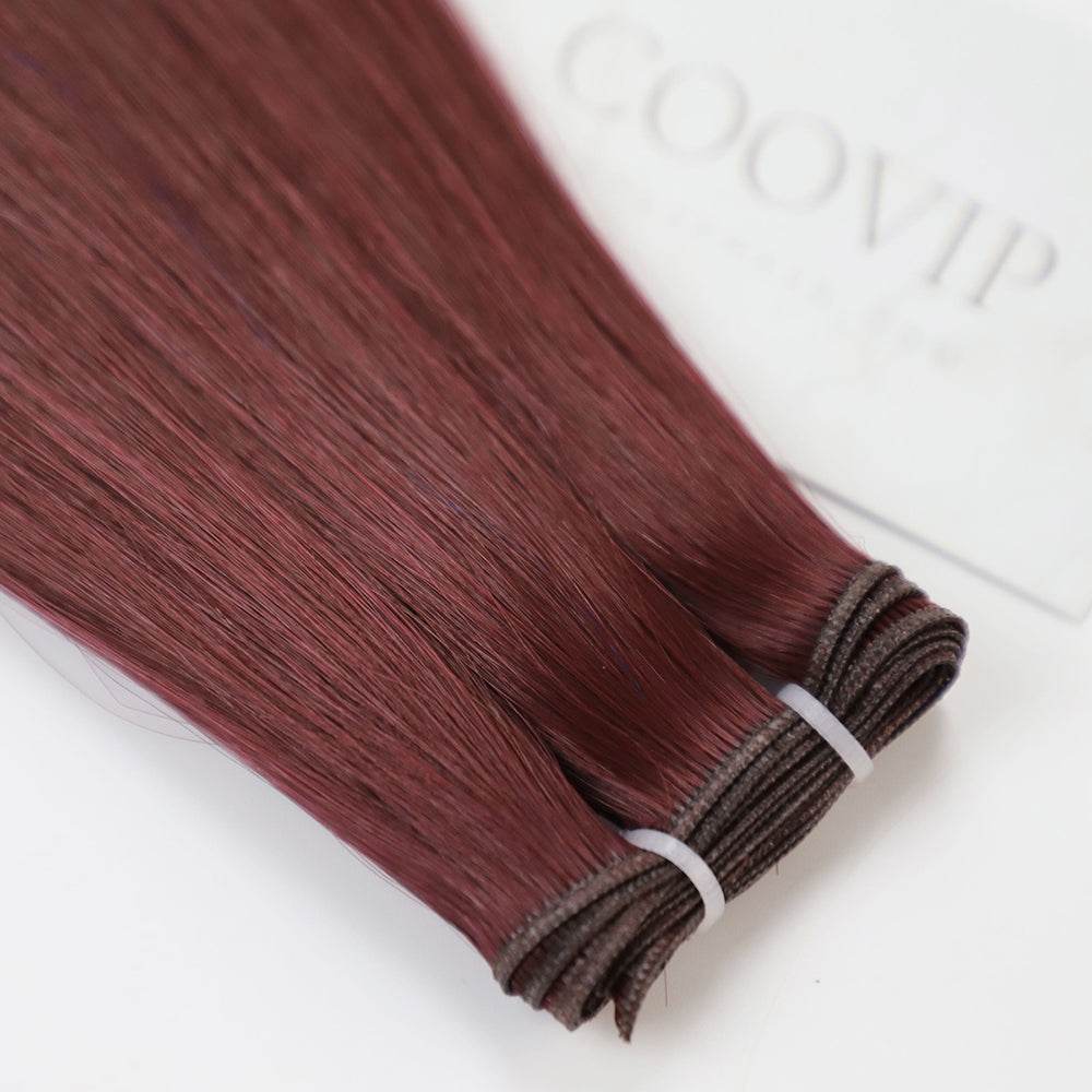 Genius Weft Double Drawn #99J Red Wine Burgundy Hair Color 20g - Cooviphair
