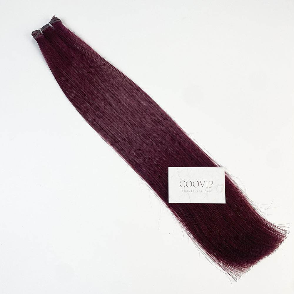 Genius Weft Double Drawn #99J Red Wine Burgundy Hair Color 20g - Cooviphair