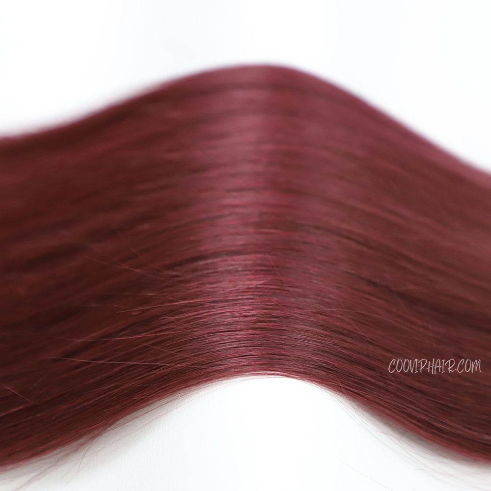 Nano Bead Hair Extensions Double Drawn #99J Red Wine Burgundy Hair 50g - Cooviphair