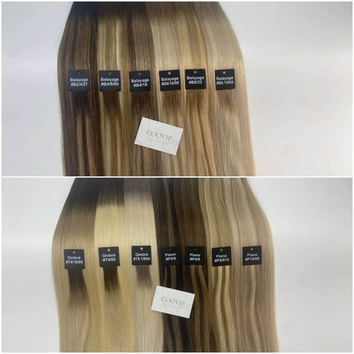 Flat Weft Extensions Double Drawn Balayage Hair #B4/8/60 50g - Cooviphair