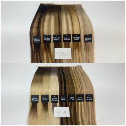 Invisible Tape in Extensions Double Drawn Balayage Hair #B4/8/60 100g - Cooviphair