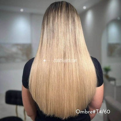 Flat Weft Extensions Double Drawn Ombre Hair #T4/60 50g - Cooviphair