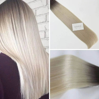 Flat Weft Extensions Double Drawn Ombre Hair #T8.1/60A 50g - Cooviphair