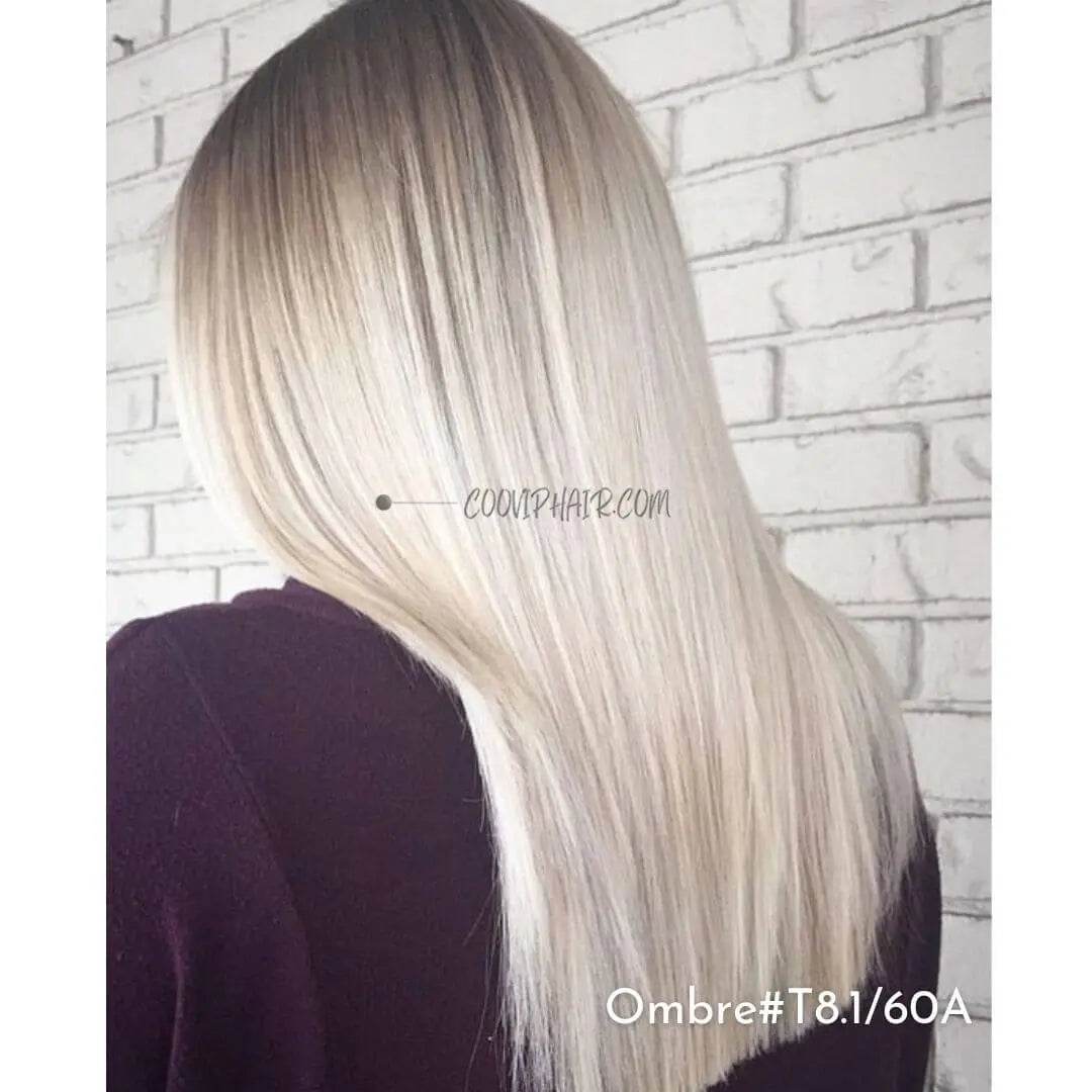 Flat Weft Extensions Double Drawn Ombre Hair #T8.1/60A 50g - Cooviphair