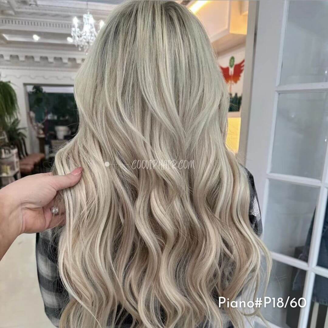 Flat Weft Hair Extensions Double Stitched Piano Color #P18/60 50g - Cooviphair